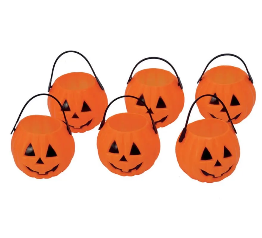 Sacchetto di 6 zucche di 7 cm per Halloween